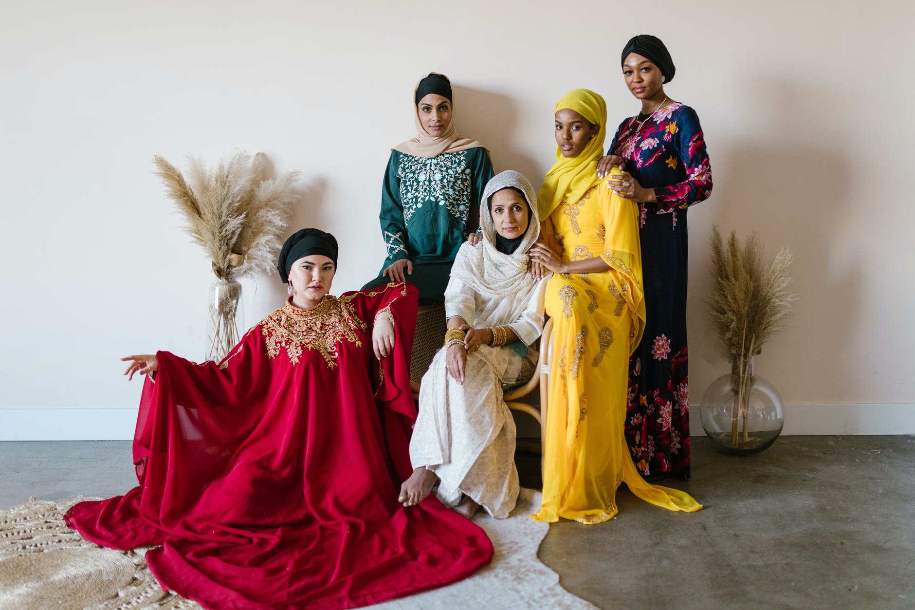 group of women in traditional dresses